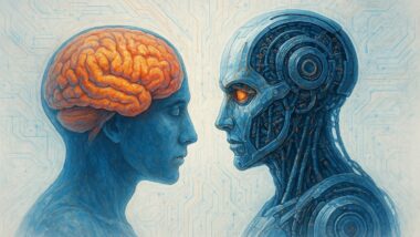 O impacto da inteligência artificial no cérebro humano será tão positivo ou negativo quanto a postura de quem a utiliza. Ela pode afiar o raciocínio e ampliar a criatividade para novos padrões de pensamento. Pode, por outro lado, criar uma geração de usuários brilhantes na superfície, mas frágeis na essência. Imagem referente a matéria