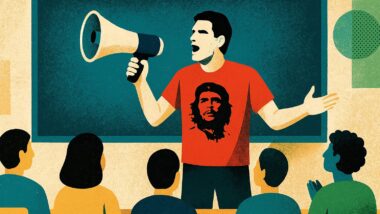 Quando as fronteiras se diluem e o cientista encarna o político, já não temos mais um representante do conhecimento diante dos alunos, mas um impostor falastrão que usa o seu poder para doutrinar jovens incautos. Imagem referente a matéria