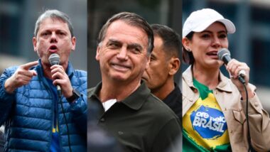Paraná Pesquisas mostra que Jair Bolsonaro ainda é o candidato mais forte contra Lula, mas demonstra empate técnico entre o petista e Tarcísio de Freitas, bem como na simulação envolvendo Michelle Bolsonaro. Imagem referente a matéria