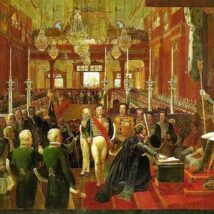 Coroação de D. Pedro I, obra de Jean Baptiste Debret, 1828. Imagem referente a matéria