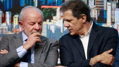 O presidente Lula e o ministro da Fazenda, Fernando Haddad: déficit primário passou de R$ 100 bilhões em nove meses. Imagem referente a matéria