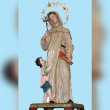 Santa Marina de Bitina, retratada por Vincenzo Zaffiro em escultura de madeira de 1800. Imagem referente a matéria