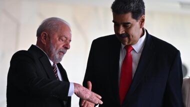 Lula e o ditador da Venezuela, Nicolás Maduro, em Brasília, em 2023 Imagem referente a matéria