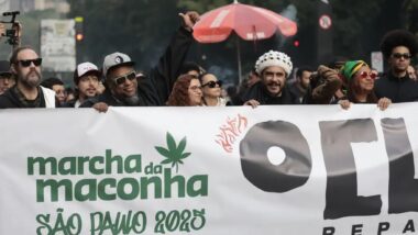 Marcha da maconha na avenida paulista, em junho de 2025. Imagem referente a matéria