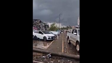 Parte da cidade de Rio Bonito do Iguaçu, no interior Paraná, foi destruída por um tornado com ventos entre 180 km/h e 250 km/h. Imagem referente a matéria